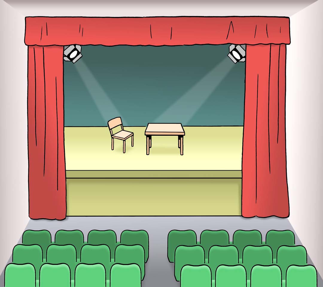 Zeichnung: Saal eines Theaters